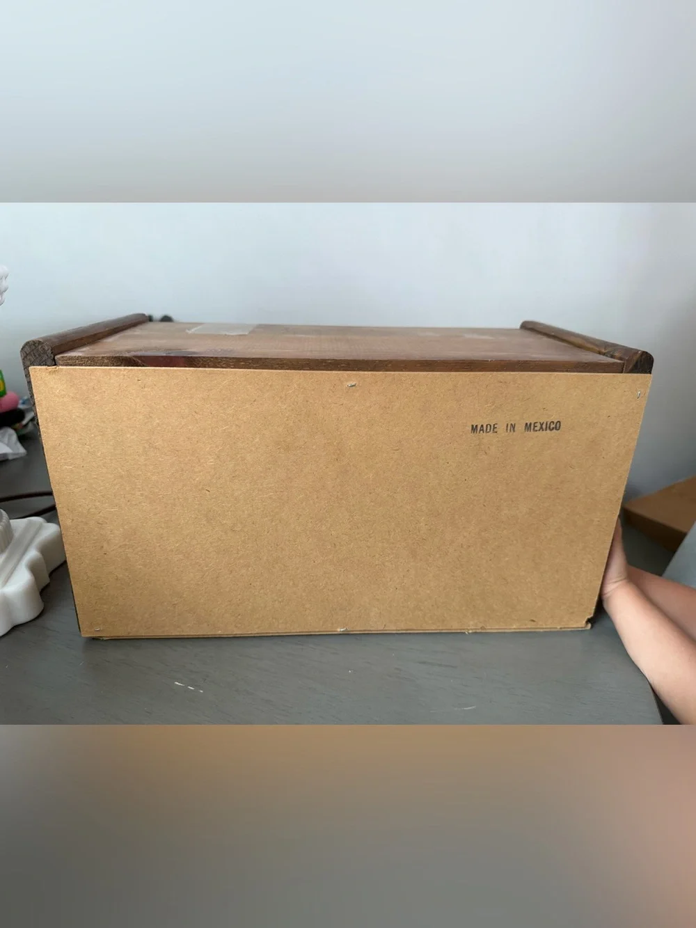 Wooden Bread Box with Vintage Lettering